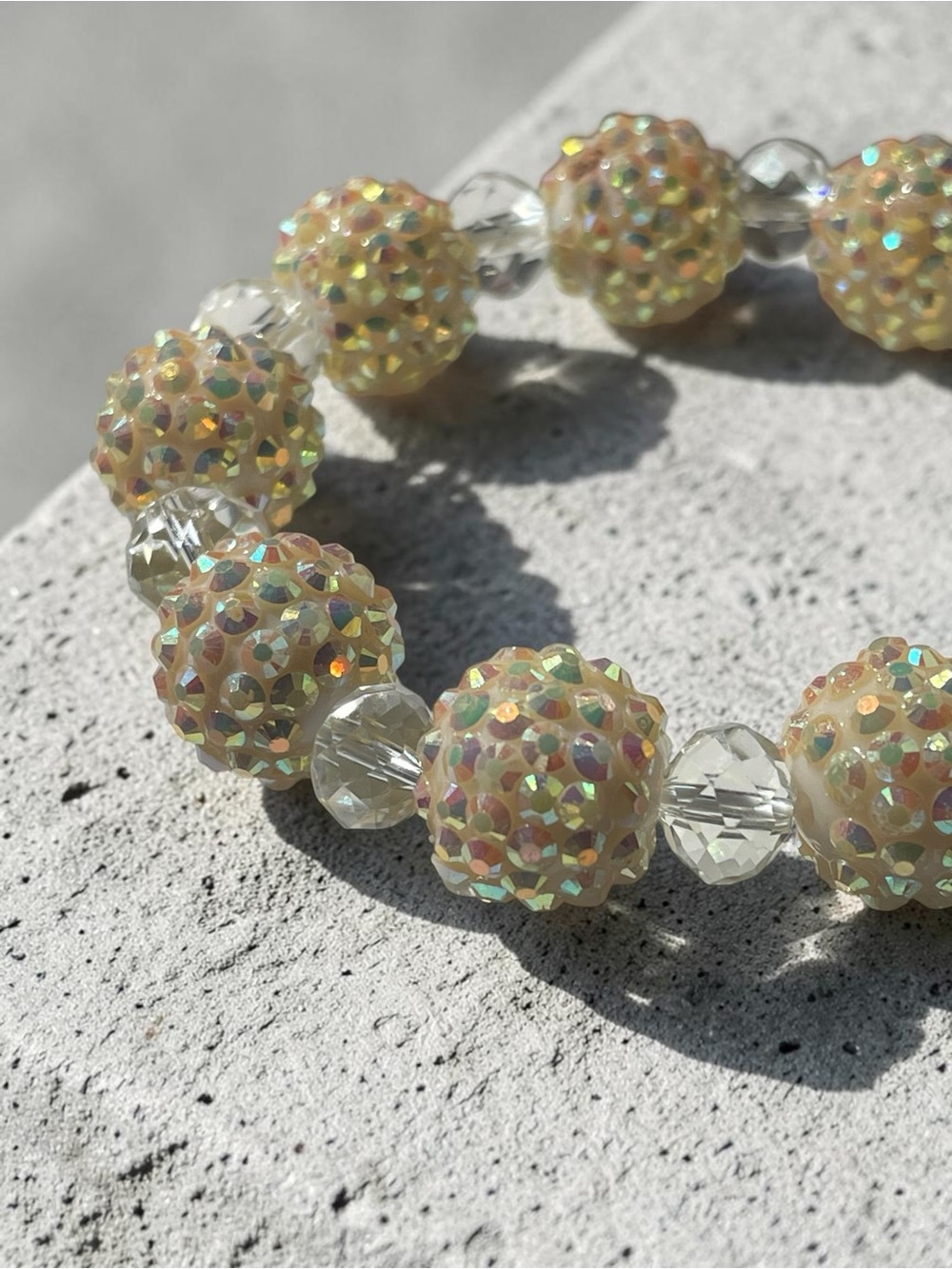 Pavé Crystal Bead Aurora Borealis Rhinestones Stretch Bracelet - Picture 6 of 6